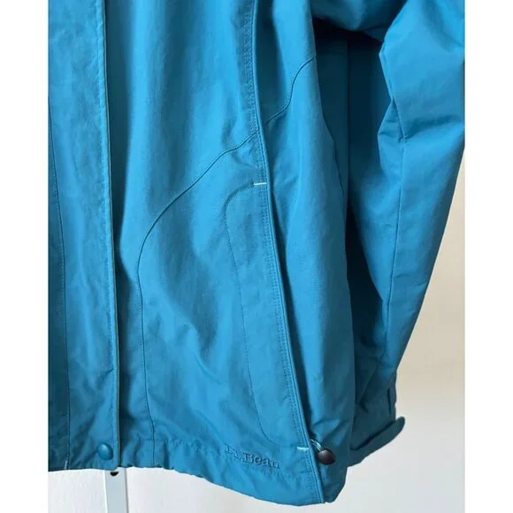 L.L. Bean Jacket S Reg Waterproof Hooded Rain Teal Blue Hiking Travel Gorpcore - Picture 10 of 15